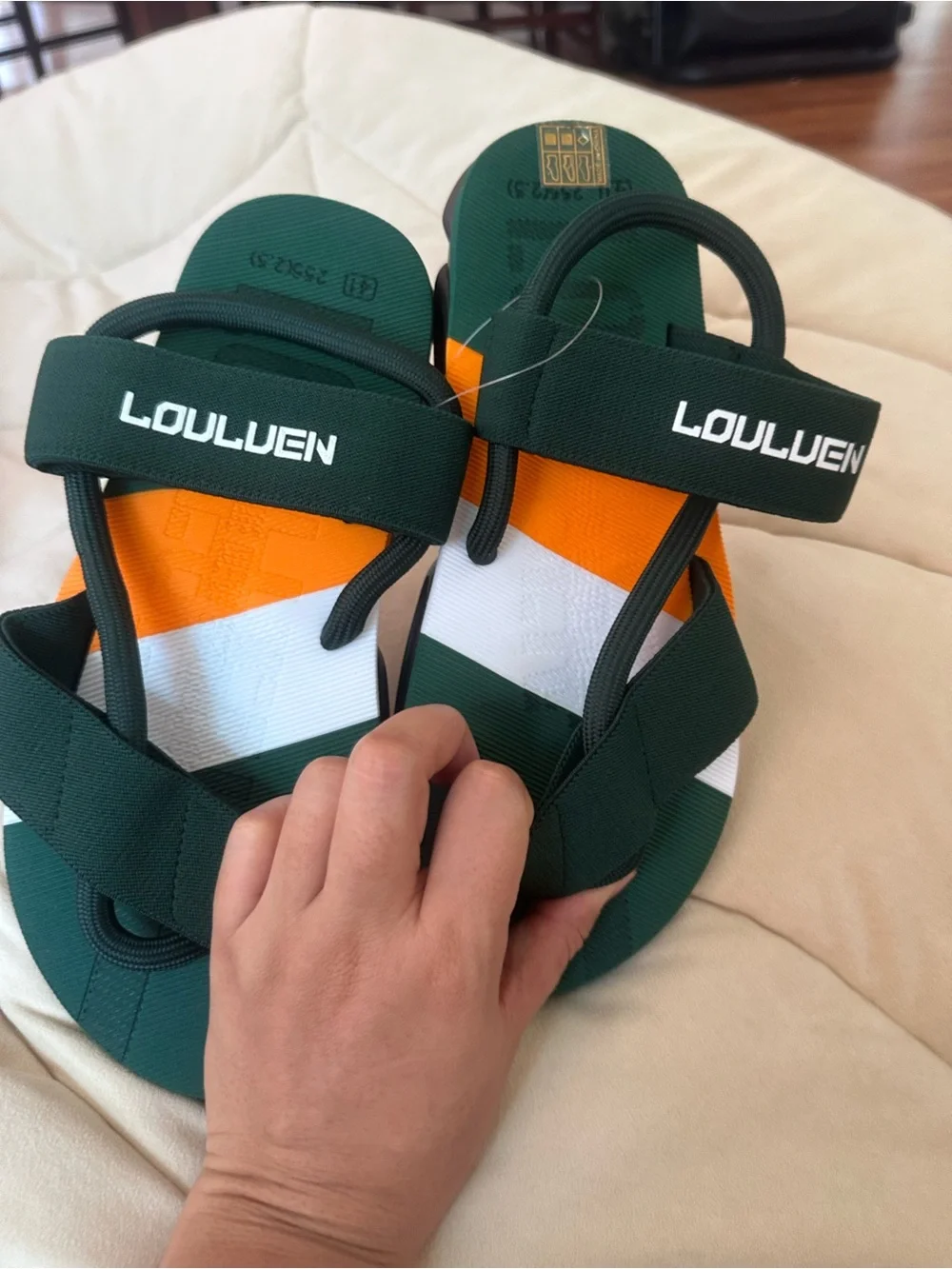 Loulven Men Green Orange White Adventure Sandals